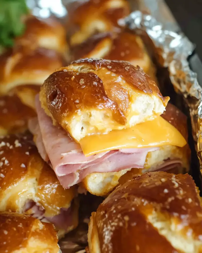 Honey Mustard Ham & Cheese Pretzel Sliders