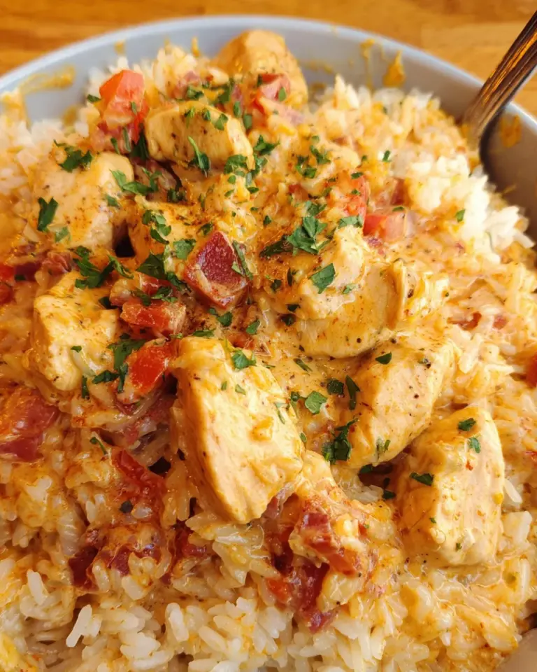 One Pot Queso Chicken and Rice