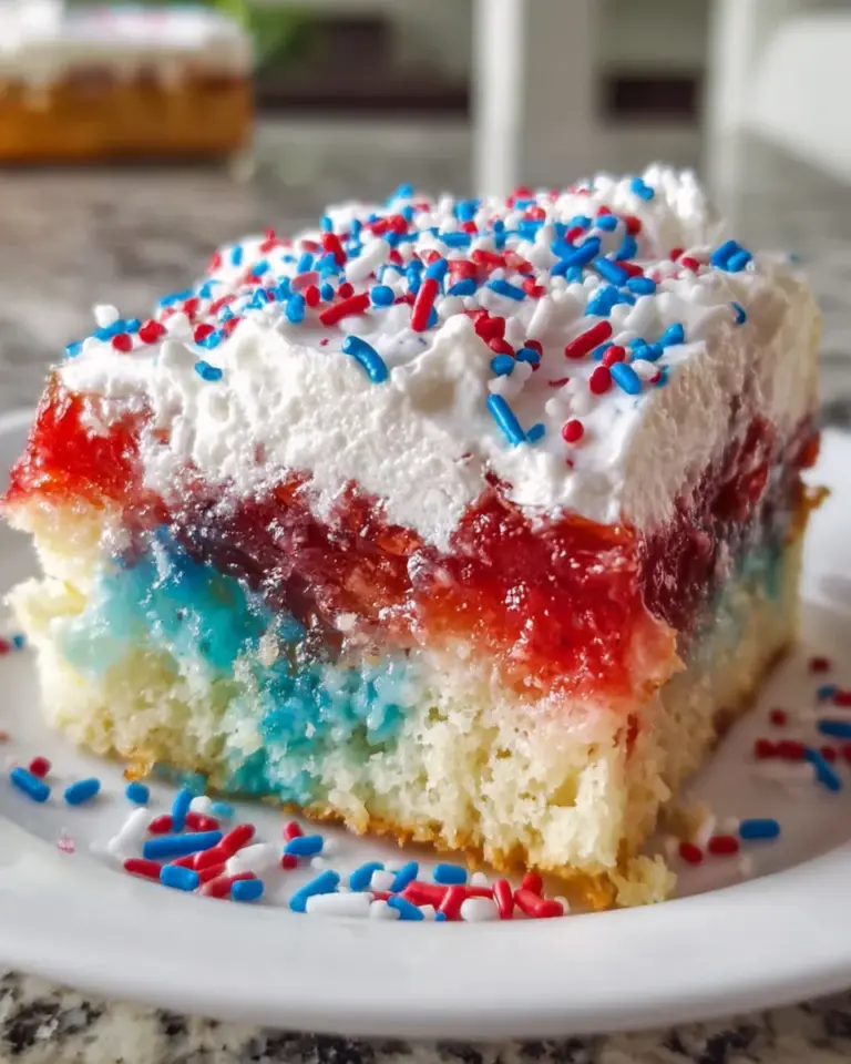 Red, white, and blue poke cake is a festive must-try!