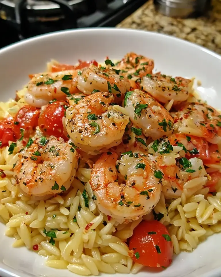 One Pot Garlic Butter Shrimp and Orzo is Delicious!