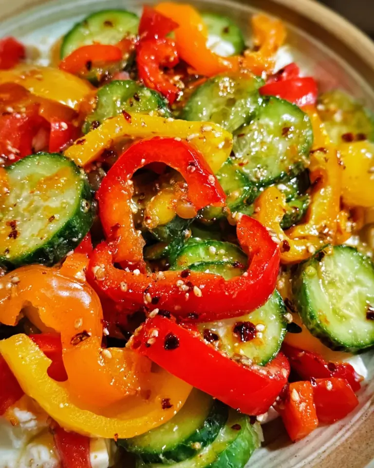Viral TikTok Cucumber & Bell Pepper Salad Recipe Delight!