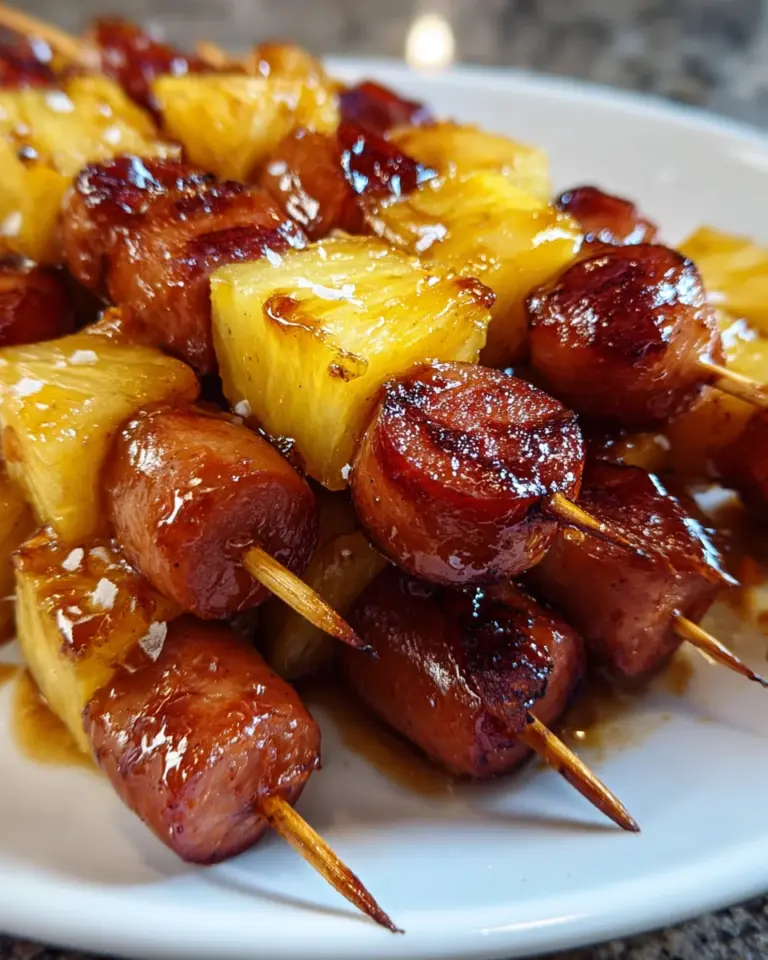Pineapple Brown Sugar Smokies Skewers