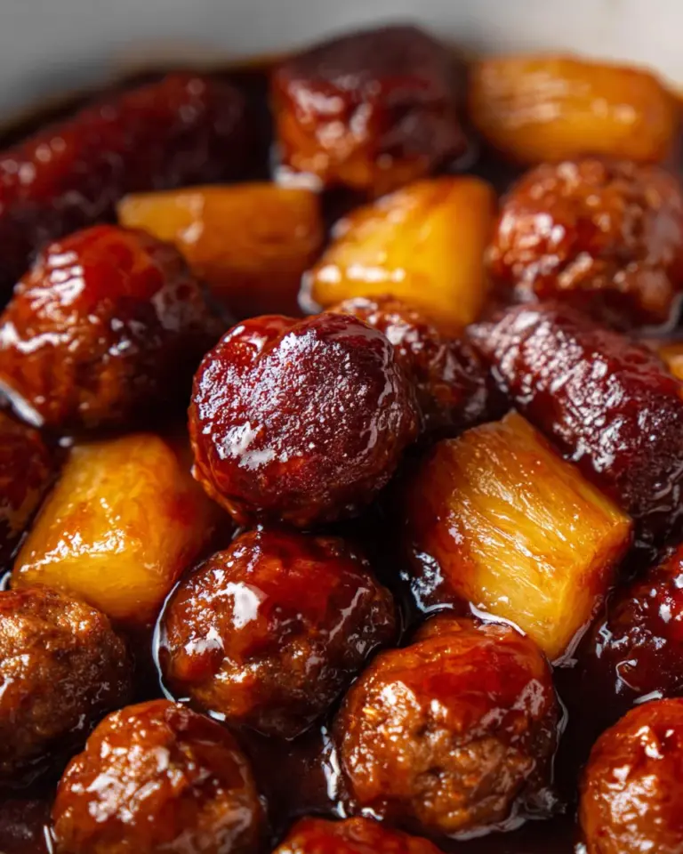 Slow Cooker Meatball Pineapple Smokies