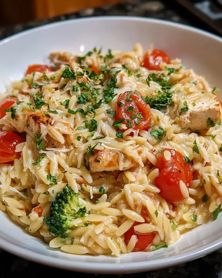 Cheesy Chicken Orzo Casserole