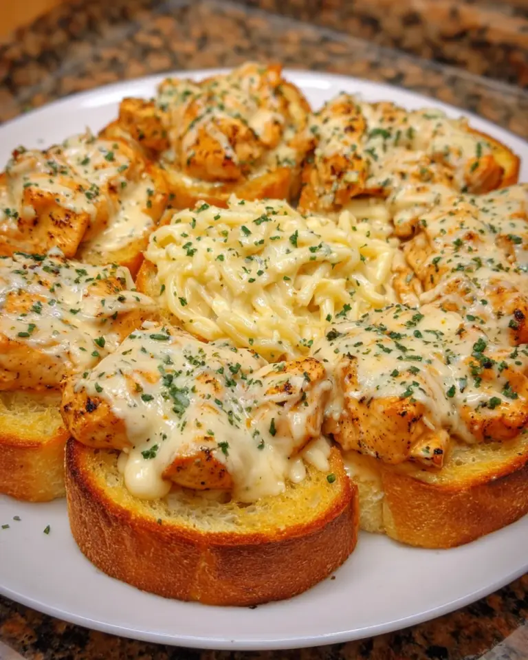 Chicken Alfredo Garlic Toast