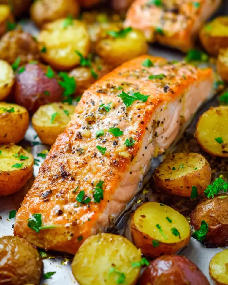 Sheet Pan Lemon Dijon Salmon and Potatoes
