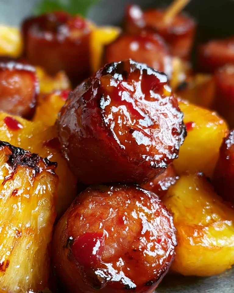 Glazed Smoked Sausage Pineapple Bites