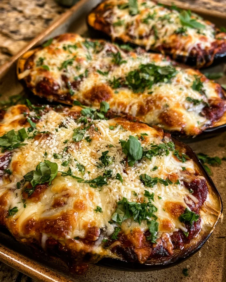 Eggplant parmesan boats make a delicious, healthy meal!