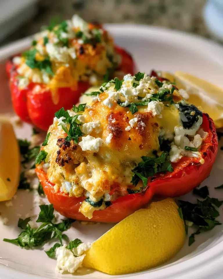 Baked Greek Stuffed Peppers with Chicken