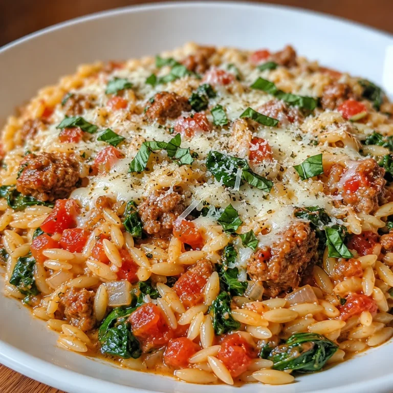 Orzo and Sausage Bake with Spinach