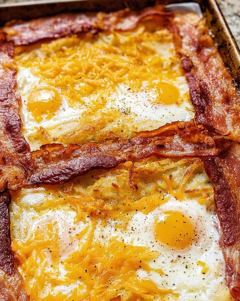 One Pan Breakfast Bake with Bacon, Hash Browns, and Eggs