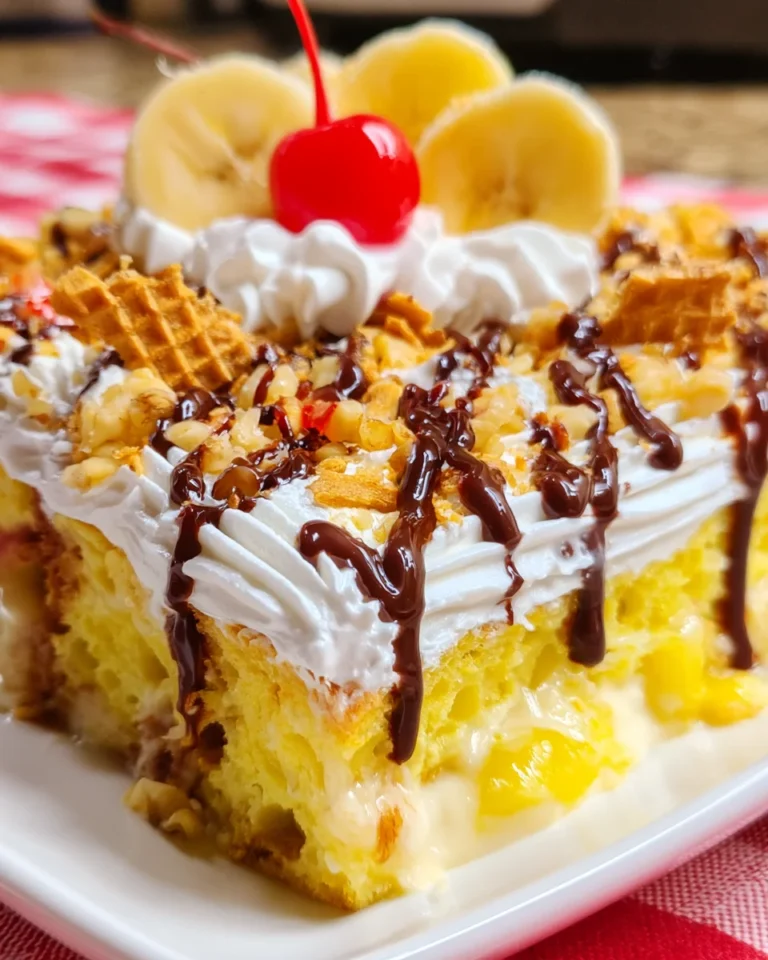 Banana Split Poke Cake
