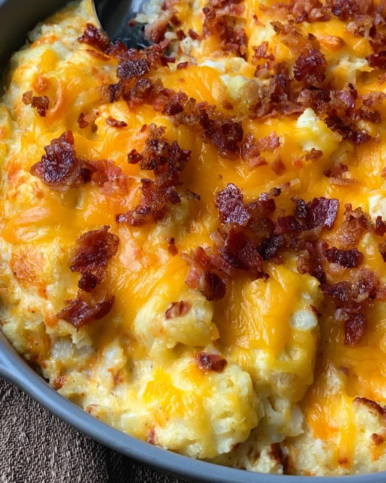 Loaded Cauliflower Casserole with Cheese and Bacon