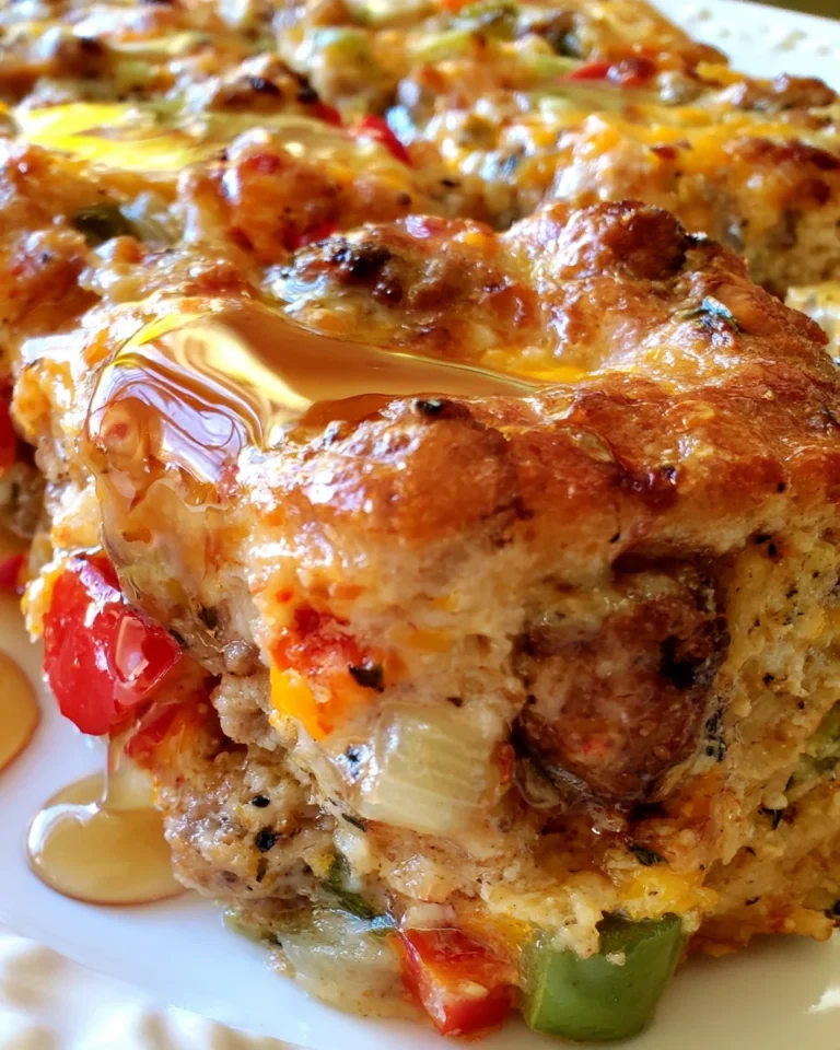 Sausage Breakfast Cake with Hot Maple Syrup