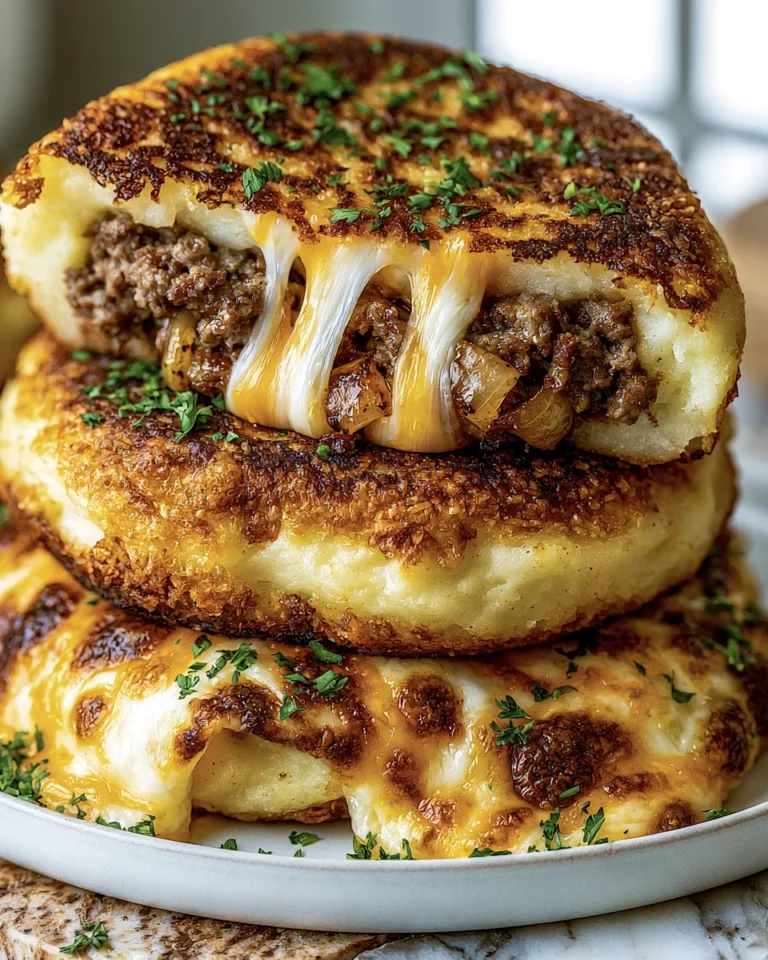Potato Pancakes with Savory Beef and Cheese