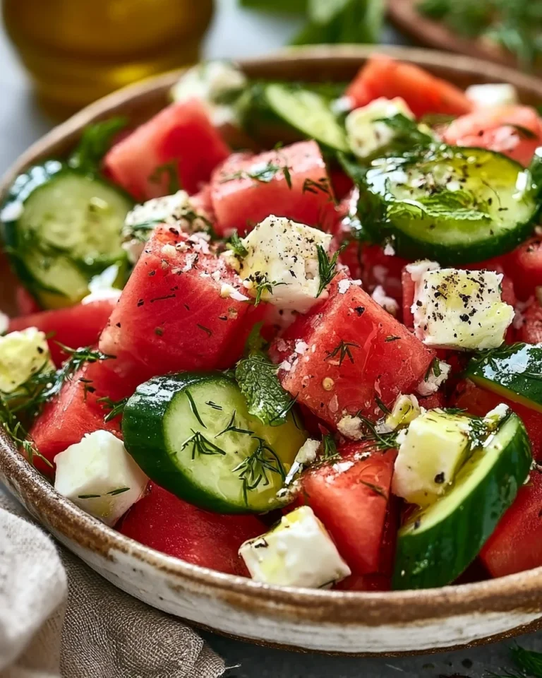 Watermelon Cucumber Feta Salad