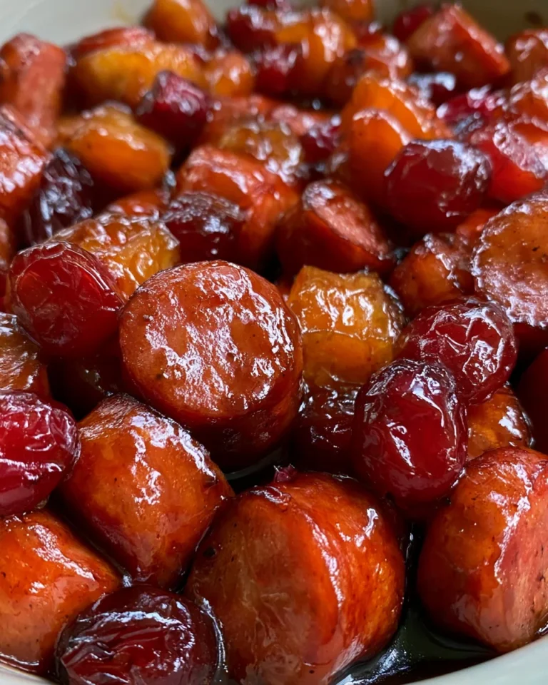 Slow Cooker Cranberry Pineapple Kielbasa Appetizer