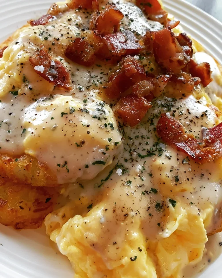 Egg Topped Hash Browns With Bacon Gravy