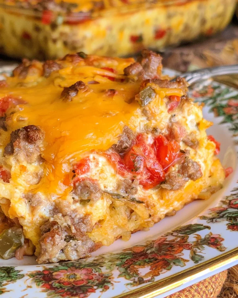 Rotel Sausage Cream Cheese Hash Brown Breakfast Casserole