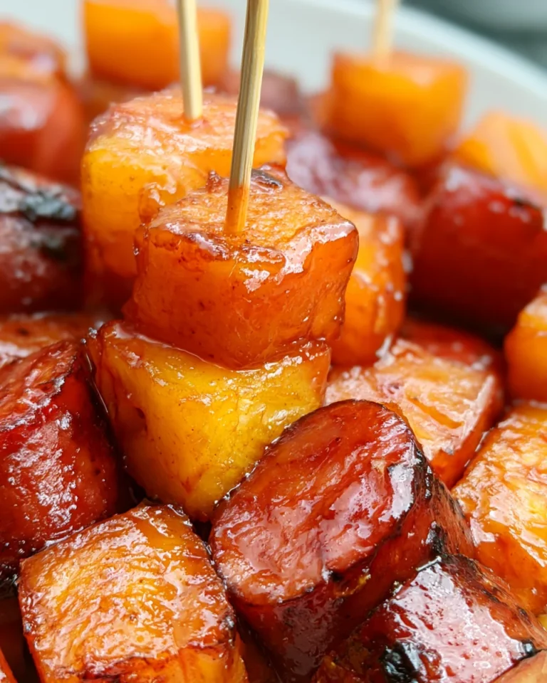 Glazed Smoked Sausage and Pineapple Bites