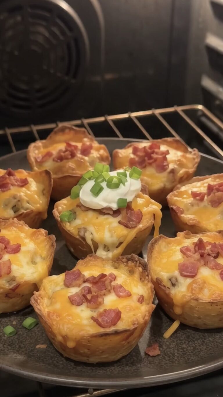 Crispy Garlic Ranch Bacon Cheeseburger Cheddar Potato Cups