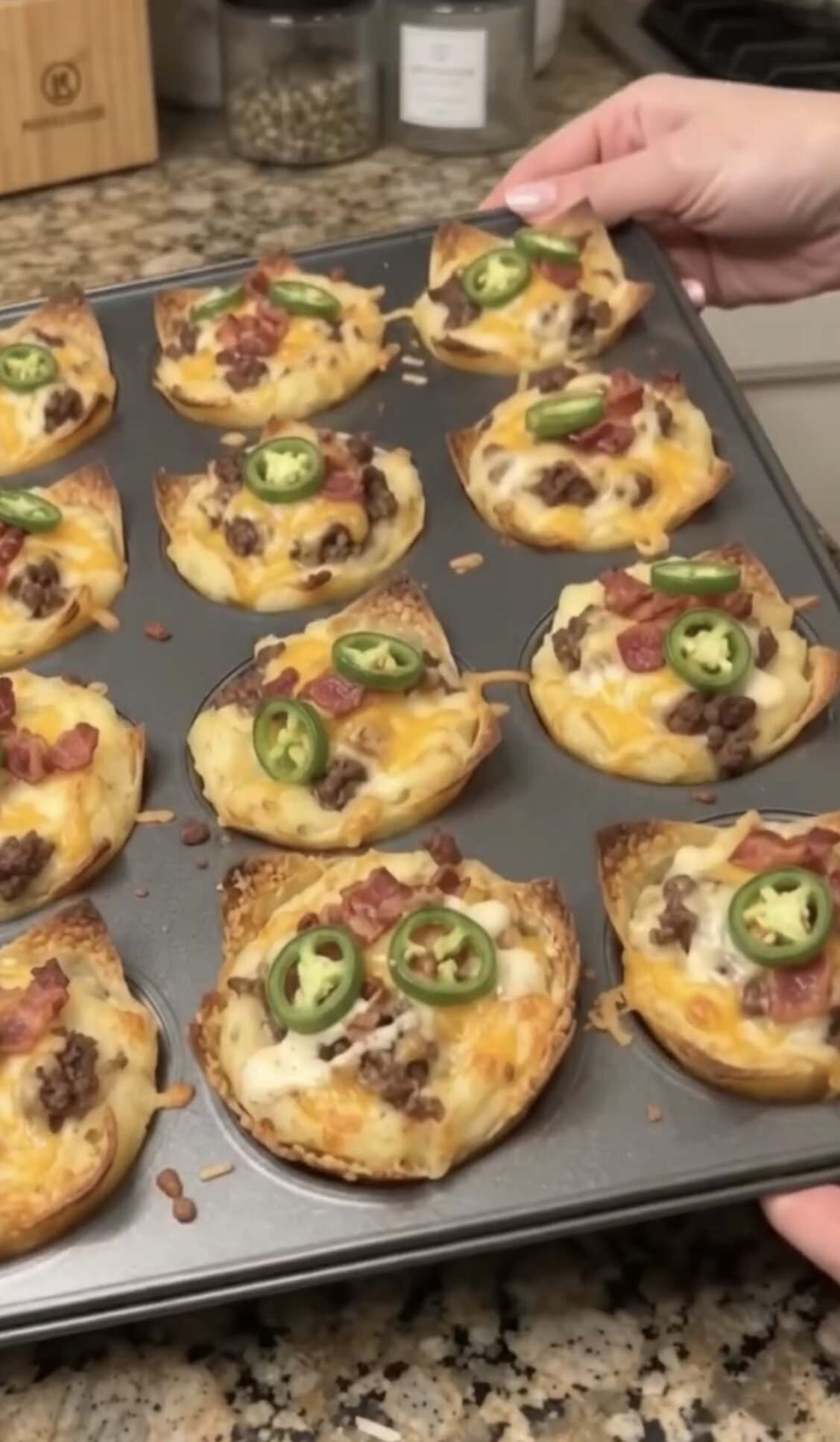 Crispy Loaded Garlic Parmesan Cabbage Cheddar Potato Crunch Cups